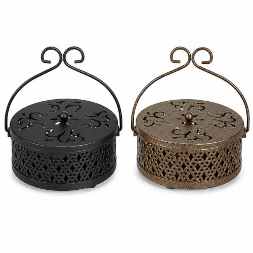 Kingrol 2 Pack Mosquito Coil Holders with Lids