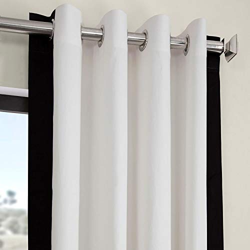 HPD Half Price Drapes Grommet Vertical Colorblock Curtain (1 Panel), Cotton, Fresh Popcorn and Black, 50 X 120 - Image 2