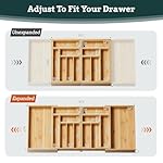 Silverware Organizer Large, Magnetic Connected Expandable 13 Slots Silverware Drawer Organizer From 21 to 37.4 Inches, Adjustable Flatware and Cutlery Holder, Bamboo Utensil Tray for Kitchen Natural - Image 4
