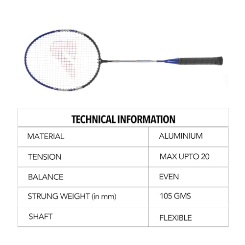 Image of Boldfit Badminton Rackets Aluminium Badminton Racket with Full Cover Bag Standard Shuttle Bat Match Shuttle Bats Lightweight Badminton Shuttle Bat Thunderbolt - Blue Pack of 2