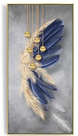 Broderie diamant plume 5D grand format pour décoration murale salon et bureau