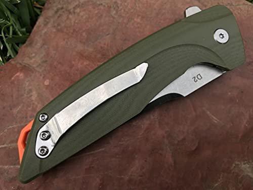 Tactical Gearz G10 Pocket Knife! Tg Orion, G10 Handle! Razor Sharp D2 Steel Blade! Ball Bearing Pivot System! Includes Sheath! (Od Green) #TOP5