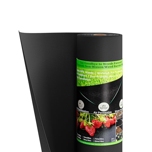 Dripex Malla Antihierbas 1x30M con 50 Clavijas de Jardín, 100g/m² Tela Geotextil para Control de Maleza, Malla contra Malas Hierbas, Resistente a la Rotura y Estabilizada contra UV