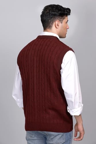 Image of V Neck Cardigans for Men - Woolen Sleeveless Sweater for Man Winter Wear