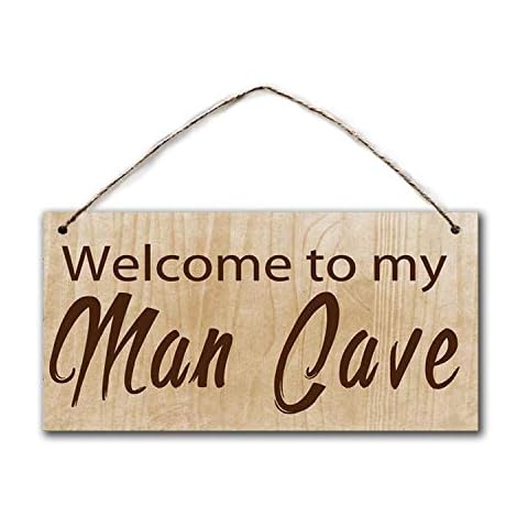 BESTWD Welcome to My Man Cave Sign, Rustic Manly Decor, 5" x 10" Sign, Gift for Him, Gift for Dad Cover
