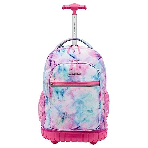 Travelers Club Rolling Backpack, Tie Dye, 18 Inch Cover