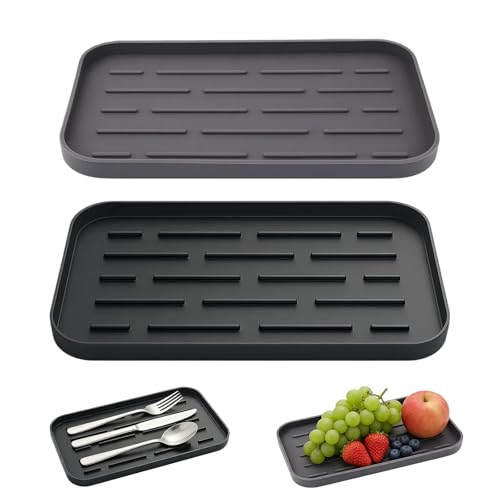 wlsvega 2 pièces Porte-cuillère de cuisine,repose-cuillère de cuisine,repose-cuillère de cuisine,efficace et pratique, adapté aux plans de travail, aux cuisinières et aux tables à manger (gris noir)