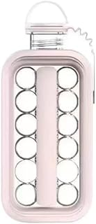 2-in-1 Ice Ball Maker Water Bottle,Leak-Proof Silicone Freezer Container,Portable Spherical Ice Cube Tray for Whiskey Cocktail Coffee Drinks，StyleA-Pink