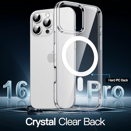 Image of JETech Magnetic Cover Case for iPhone 16 Pro 6.3-Inch Compatible with MagSafe, Shockproof Phone Bumper Cover, Anti-Scratch Clear Back (Clear)