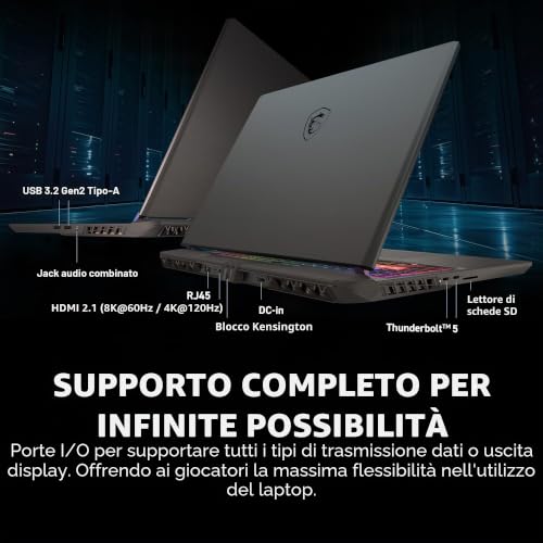 MSI Vector 16 HX AI 16" 240Hz QHD+ Gaming Laptop: Intel Core Ultra 9-275HX - Notebook - Immagine 5