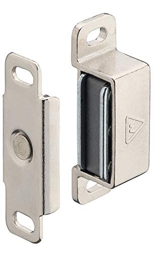 Gedotec Möbelschnapper Metall Möbel-Magnet Tür Magnet-Verschluss für Schrank-Türen uvm. | Stahl vernickelt | Schnäpper verstellbar | Haftkraft 4 kg | 1 Stück - Haltemagnet extra stark mit Gegenstück