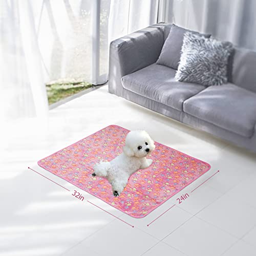 Comsmart Dog Blankets For Dog And Cat, Cute Paw Print Dog Bed Blanket, Soft Warm Fleece Throw Pet Blanket For Small Medium Large Dog, Puppy, Kitten, Guinea Pig (Brown/Pink/White, 1 Pack 3, 24 * 32In) #TOP1