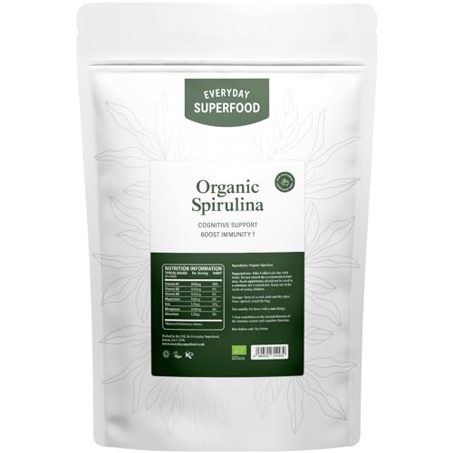 Organic Spirulina Tablets (60 Tablets) Raw Cold Pressed Spirulina Algae Certified Vegan & Kosher