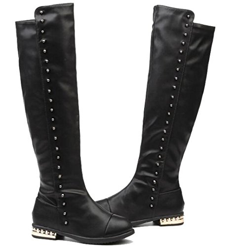 Dadawen Girl's Waterproof Side Zipper Knee High Riding Boots (Toddler/Little Kid/Big Kid) Black Us Size 10 M Toddler #TOP13