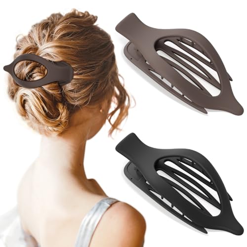 Large Flat Hair Clips [2-Pack 4.7 Inch], French Concord Lay Flat Hair Claw Clips for Women Girls, Co