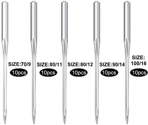 50 Pcs Sewing Machine Needles, 5 Sizes Universal Machine Needles, Sharp Sewing Machine Needles for Home Sewing Machine