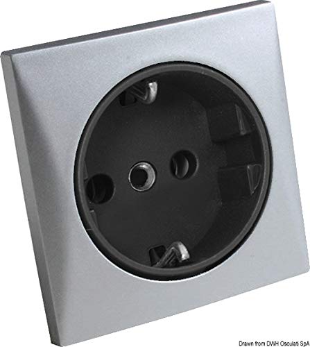 Prise AC 220V Type Schuko Batsystem en nickel satiné pour installations électriques encastrables
