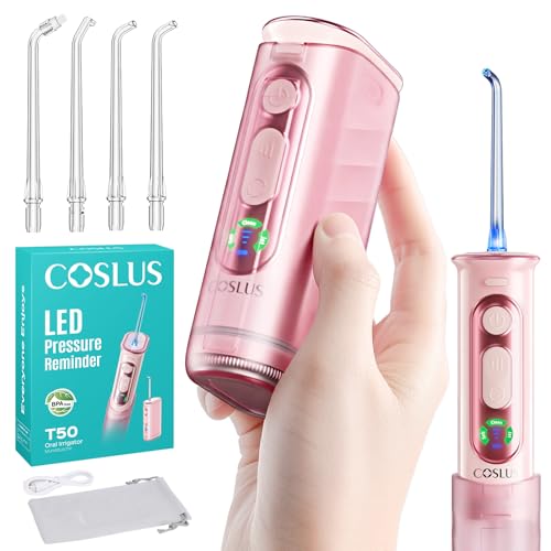 Image of COSLUS T50 Portable Water Dental Flosser for Travel with Screen Display