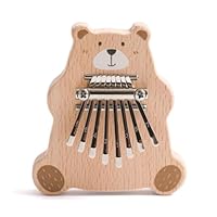 OESSUF Bär Kalimba Daumenklavier mit Liederbuch, 8 Tasten Holz Musikinstrument, Fingerpiano Instrument, Geschenk für Kinder und Erwachsene, Anfänger
