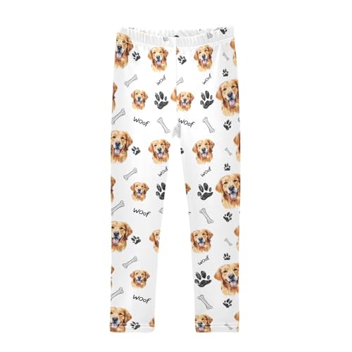 Cute Puppy Face Girls Leggings Soft Comfortable Athletic Leggings Dancing Pants for 4-10 Years