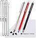 The Friendly Swede Bundle of 3PCS Premium Branded 5.5" Thin-Tip High Precision Universal Capacitive Stylus Pens + Extra 3 Replaceable Tips and 2 X 15" Detachable Elastic Lanyards (Silver, Black, Red)