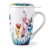 AmorArc Tea Cup With Infuser and Lid, 18oz Loose Leaf Tea Mug With Steeper