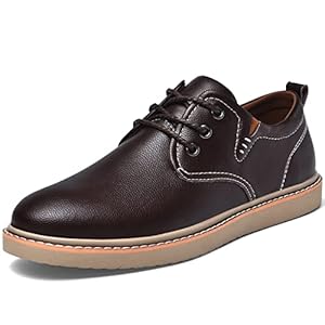 FFIBU Casual Shoes, Men’s, Business Sneakers, Lace-up Shoes, Leather Shoes, Casual Business Sneakers, Men’s Shoes, Genuine Leather, Ultra Lightweight, Anti-Slip, Waterproof