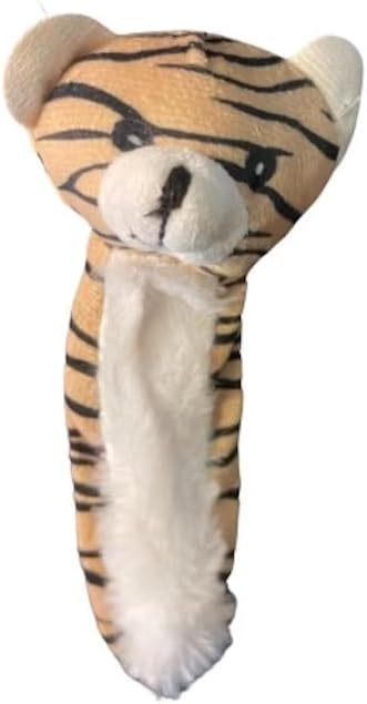 Dog Puppy Bundle Featuring Two Small Stuffed Plush Squeaking Toys a - Tiger and a Red Dog, and Custom Brain Washd Ball
