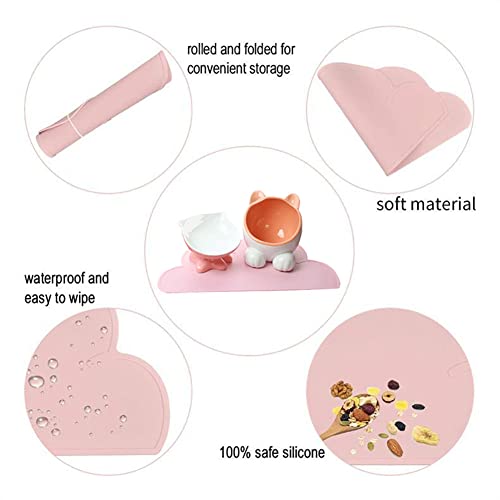 Silicone Dog Cat Bowl Mat, Waterproof Slip Resistant Silicone Pet Feeding Mat With High Lips, Cats And Dogs Food Placemat Tray, Raised Edges To Prevent Water Spills On Floors, Dishwasher Safe #TOP3