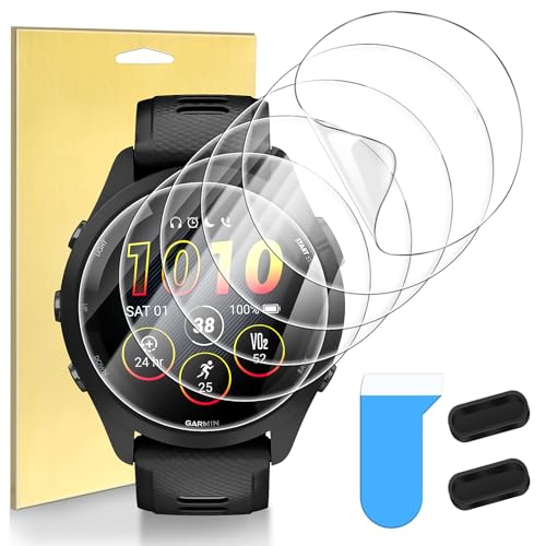 Suoman 6-Pack for Garmin Forerunner 265 (46mm) Screen Protector, Charger Port + TPU High Definition Clear Protective Film