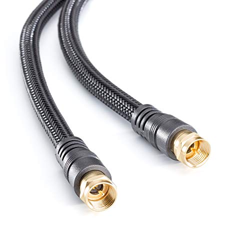 Eagle Cable by INAKUSTIK – 10038032 – Cable de antena coaxial Deluxe (F-Plug) | diseñado para formatos de TV HD de alta definición | 3,2 m en negro | 100 dB – 3 blindaje | moderno paraguas trenzado