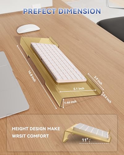 Image of Computer Keyboard Wrist Rest Stand for Desktop(Beige), Keyboard Riser | Ergonomic Acrylic Keyboard Holder, Keyboard Hand Rest, Pain Relief for Typing, Multiple Colors