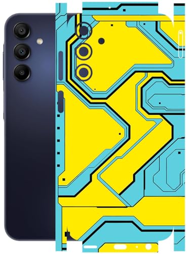 Image of AtOdds - Full Body Back Screen Guard Protector Film - Lamination Wrap Skin Sticker Compatible with Samsung Galaxy A15 (5G) | Scratchproof Matte Finish (YellowLane)