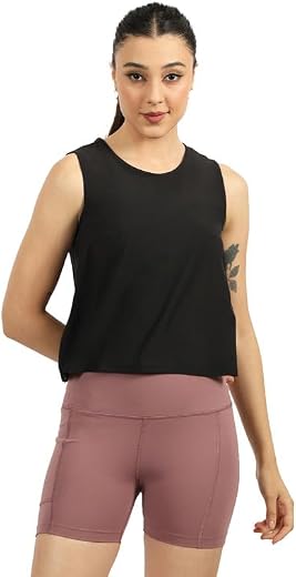 Do It All Tank | Back Mesh Panel for Ventilation | Relaxed fit | High Neck | Side Slits | Anti Odor + Sweat Wicking