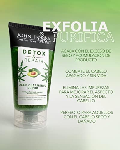 John Frieda Detox & Repair Deep Cleansing Scrub 150 ml for Dry, Stressed & Damaged Hair