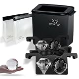 KAVE 22 Clear Ice Ball and Diamond Mold, Prepare 4 Clear Ice at Once, With 2 Storage Bags – Elegant