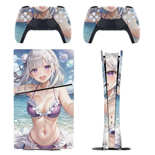 PS5 Slim �f�W�^���� �X�L���V�[�� Re:Zero �G�~���A Emilia PlayStation 5 �ی�X�e�b�J�[ �v���C�X�e�[�V���� 5 ���^�X�L�� �ی�V�[�� �S�ʕی� ���ʑΉ������ʑΉ� �ϋv�� �w��/��/����/�ق���h�~ ���B�� �C�A�[