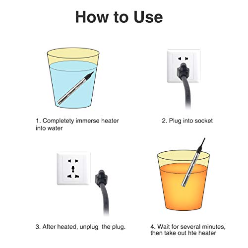 Bsigo 1600W 120V Electric Immersion Water Heater,Portable Submersible Bucket Heater with 304 Stainless Steel Guard, High Temperature Resistant Silicone Power Cord,Heats 5 Gallons of Water in Minutes - Thumbnail 6
