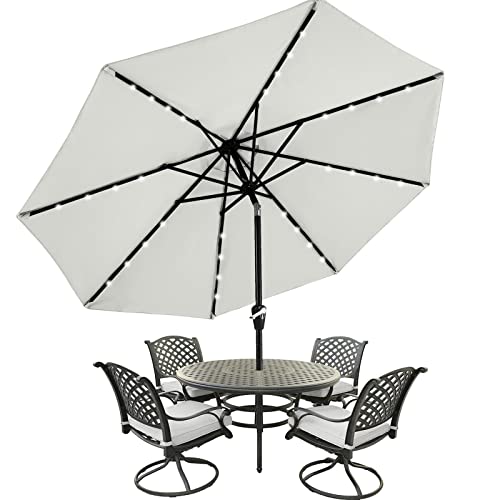Image of MASTERCANOPY 9ft Patio Umbrella with Solar Lights, Light Gray