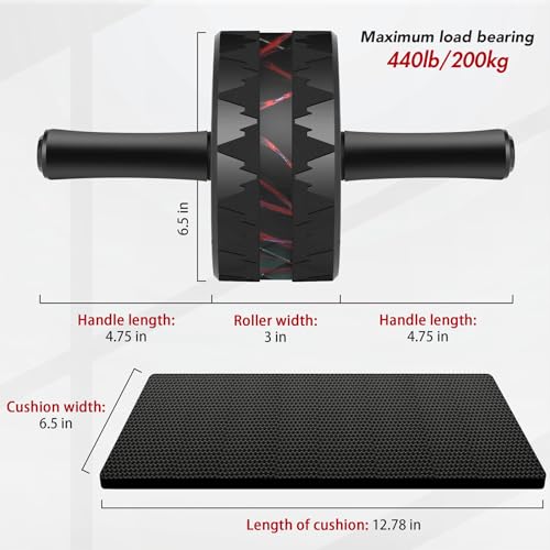 AB Roller Wheel - Ab Roller for Abdominal Workout and Core Strength Training, Portable Ab Wheel Roller Exercise for Men Women Fitness Lover, No Noise Ab Wheels with Thick Knee Pad for Home Gym &Travel - Thumbnail 5