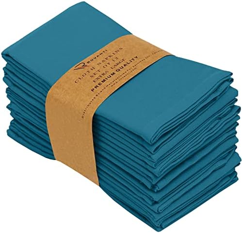 Ruvanti Cloth Napkins 12 Pack 18X18 Inch Dinner Table Napkins, Soft, Comfortable Cotton Enrich, Burgundy Napkin, Washable & Reusable Linen Napkins for Christmas, Dinner, Weddings, Bar, Cocktail Party.
