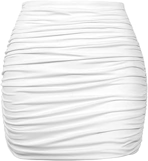 Women's Sexy High Waist Solid Tight Ruched Bodycon Mini Club Skirt