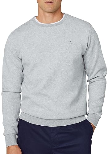 Hackett London Men's DOUBLE KNIT CREW, Grey (Light Grey Marl), XXL
