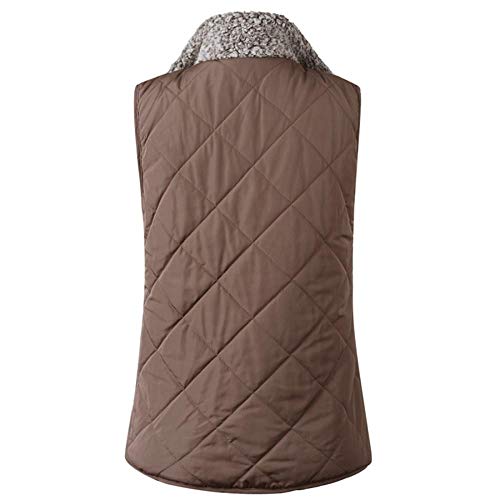 Womens Sherpa Vest Casual Fleece Lightweight Zipper Waistcoat Reversible Sleeveless Outwear Vests With Pockets (Khaki,Large) #TOP2