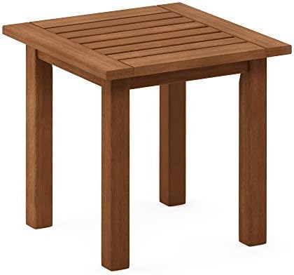 Furinno FG18506 Tioman Hardwood Patio Furniture Outdoor End Table, Natural
