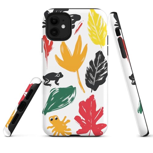HYPESTYLE Leaves Frogs Phone Case Compatible with iPhone 16 15 pro 14 13 pro max 12 Compatible with Samsung Galaxy S25 S24 FE S22 Dual Layer Sturdy Shockproof Full Protection with Mag-Safe