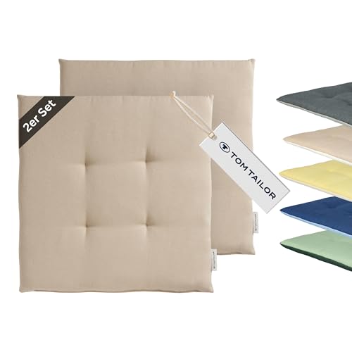 TOM TAILOR NEU! Sitzkissen Stuhl 2er Set - gemütliche Stuhlkissen 40x40 cm in Beige - Sitzauflage waschbar für Esszimmer, Bürostuhl, Bank, Boden & Gartenmöbel - Oeko Tex Zertifiziert TOM TAILOR NEU! Sitzkissen Stuhl 2er Set - gemütliche Stuhlkissen 40x40 cm in Beige - Sitzauflage waschbar für Esszimmer, Bürostuhl, Bank, Boden & Gartenmöbel - Oeko Tex Zertifiziert
