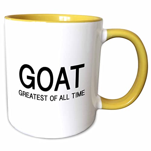 3dRose GOAT GREATEST OF ALL TIME 11oz Two-Tone Yellow Mug