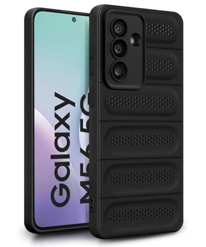 Image of WOW IMAGINE Ultimate Silicone Back Cover Case for Samsung Galaxy M56 5G | Galaxy F56 5G | Heat Dissipation Thin Soft TPU | 360 Camera Protection | Breathable Cooling Holes - Pitch Black
