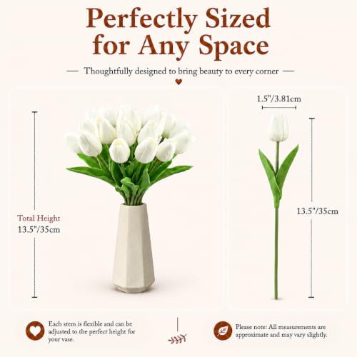 Image of Mandy's 20pcs Artificial Pure White Tulips